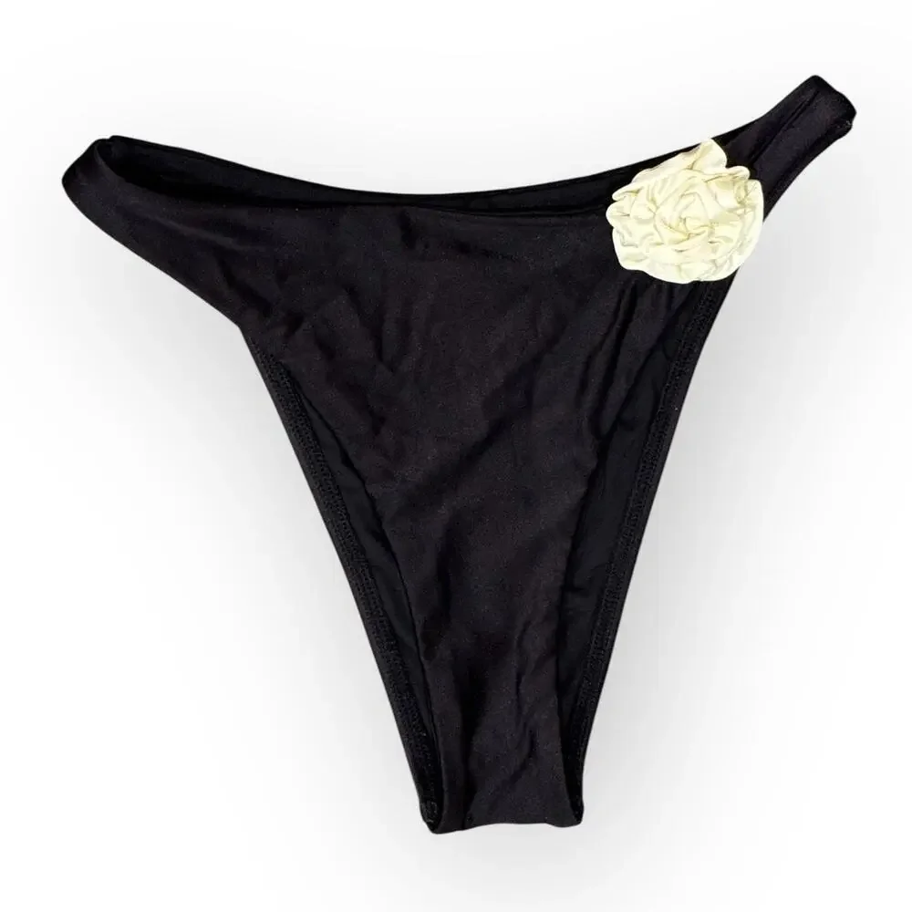 NEW L*space Leilani Rose Appliqué High Cut Bikini Bottoms Size XS